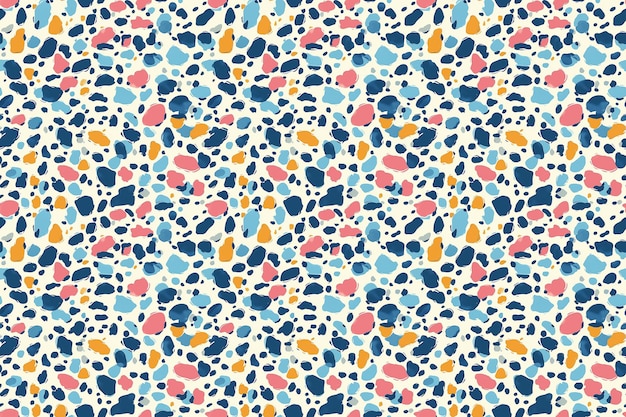 Estilo de Terrazzo Abstract Padrão sem costura Tons azuis e cor-de-rosa Design têxtil