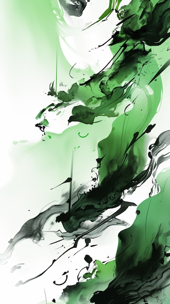 estilo de tinta coreano fundo em verde