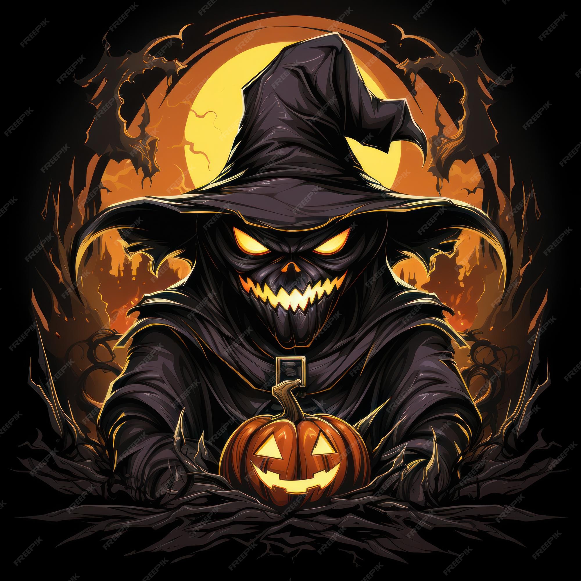 Vetores de Cara De Abóbora De Halloween Assustadora Vector Design