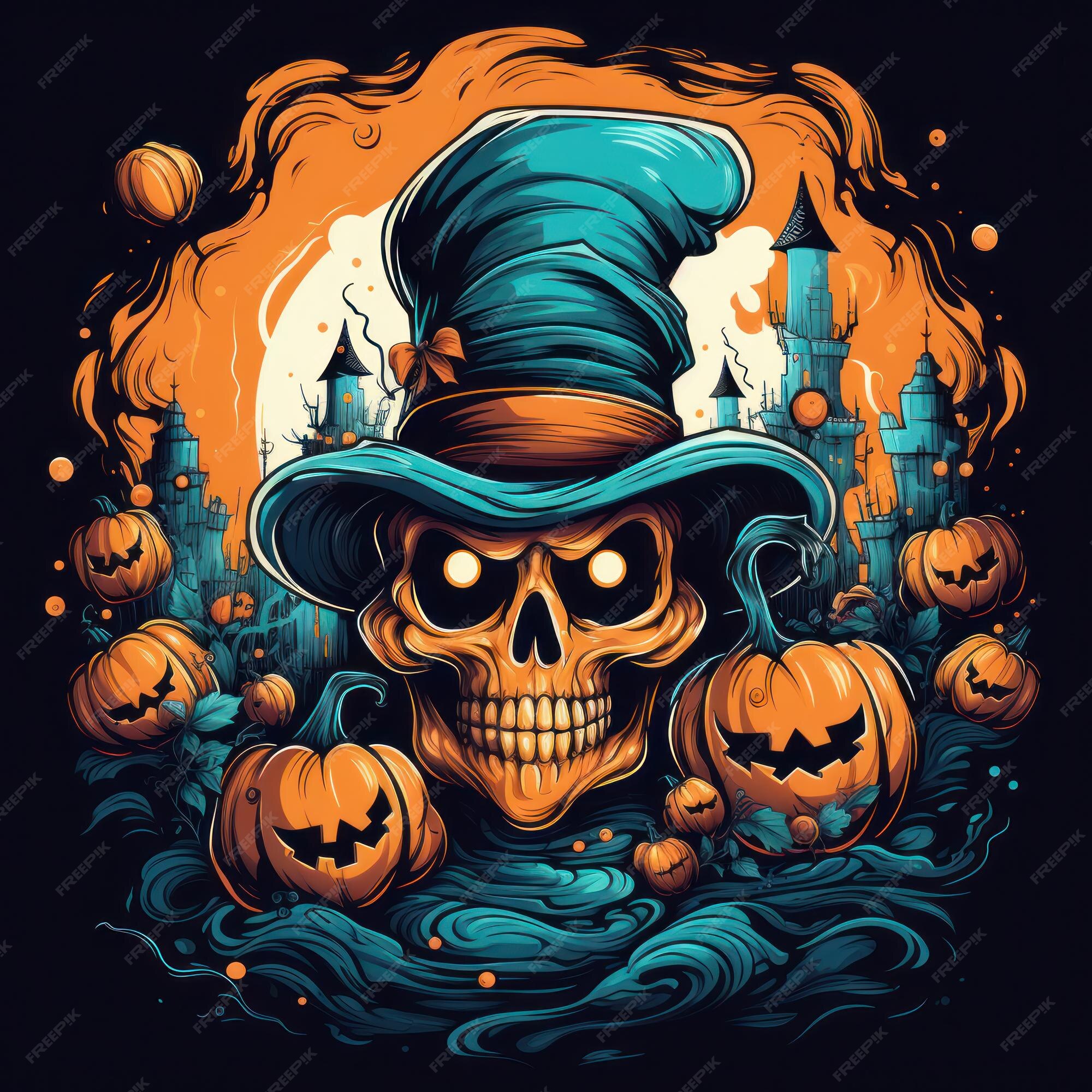 Cara assustadora assustadora Caveira Fofa Elemento de Halloween, Gráficos -  Envato Elements