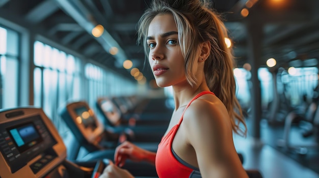 Estilo de vida de fitness Mulher bonita a exercitar-se no ginásio