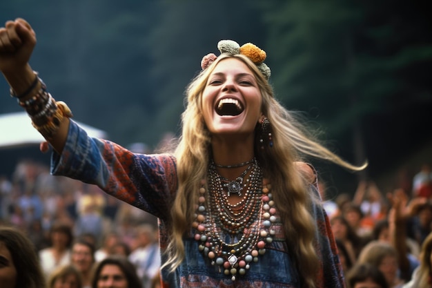 Estilo de vida hippie nos anos 60 anos 70 anos abraçando individualidade roupas coloridas vida despreocupada alegre