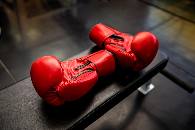 Foto estilo de vida saudável luva de boxe desportiva no ginásio ou clube desportivo equipamento desportivo de estilo de vida saudável