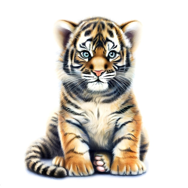 Estilo de dibujo de tigre aislado en un fondo blanco