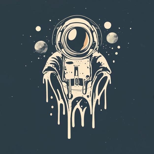 Estilo de dibujo de tinta de salpicaduras de agua de astronauta Arte digital Diseño de camisetas Ilustración de fondo abstracto