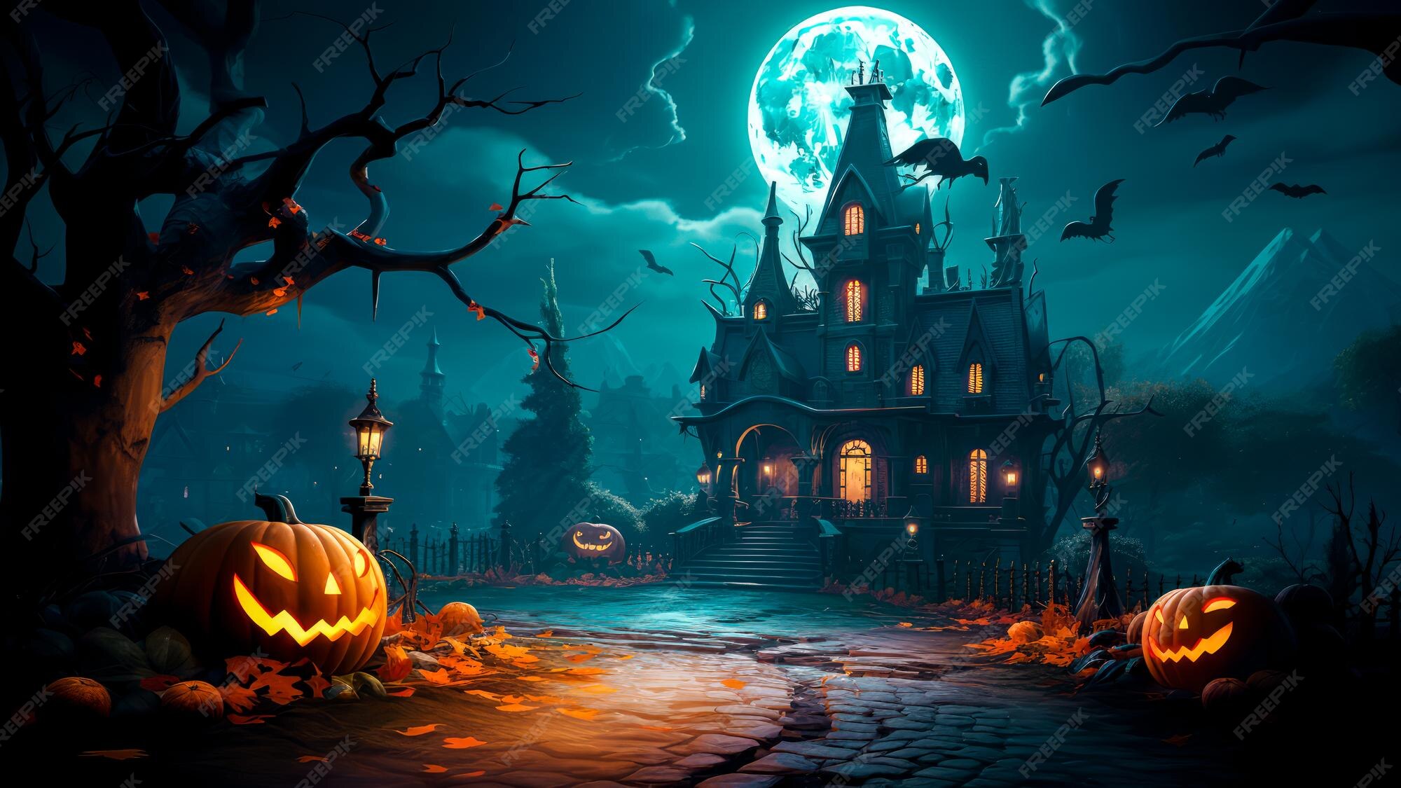 Estilo de dibujos animados en 3d de horror de la noche de halloween con