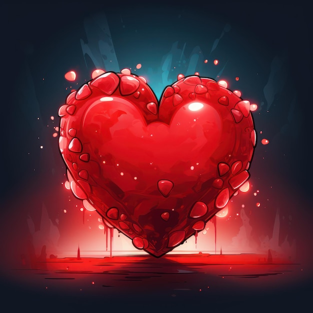 Estilo de dibujos animados bonito emoji de corazón abstracto rojo ilustración generada por un concepto de redes sociales