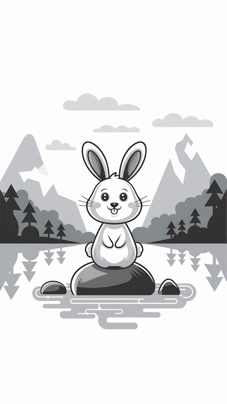 Foto estilo de dibujos animados de conejos lindos
