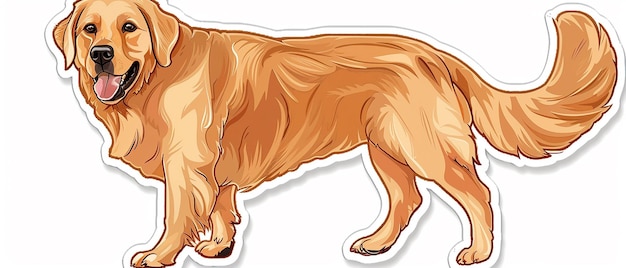 Estilo de dibujos animados Golden Retriever Sticker Con fondo blanco