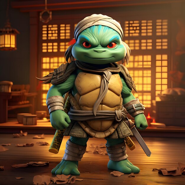 Foto estilo de dibujos animados de ninja tortuga