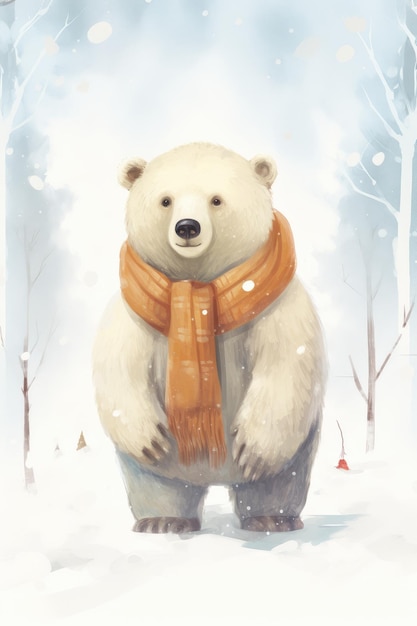 estilo de dibujos animados de oso lindo pintado con acuarela aislado en blanco AI Generated background book illustrati