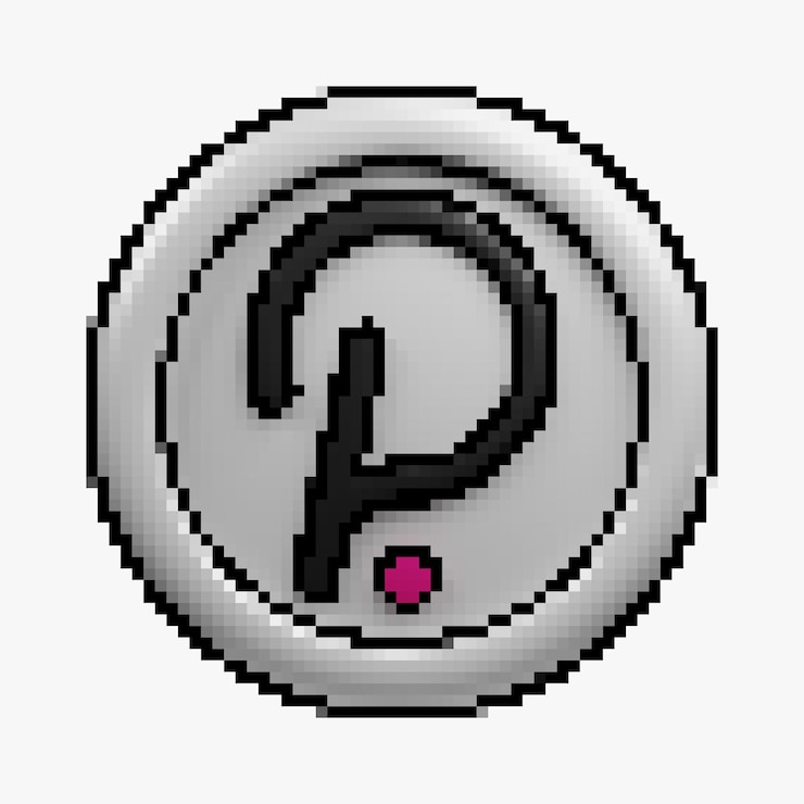 Foto estilo de dibujos animados de píxeles vista frontal criptomoneda dot o moneda de plata polkadot