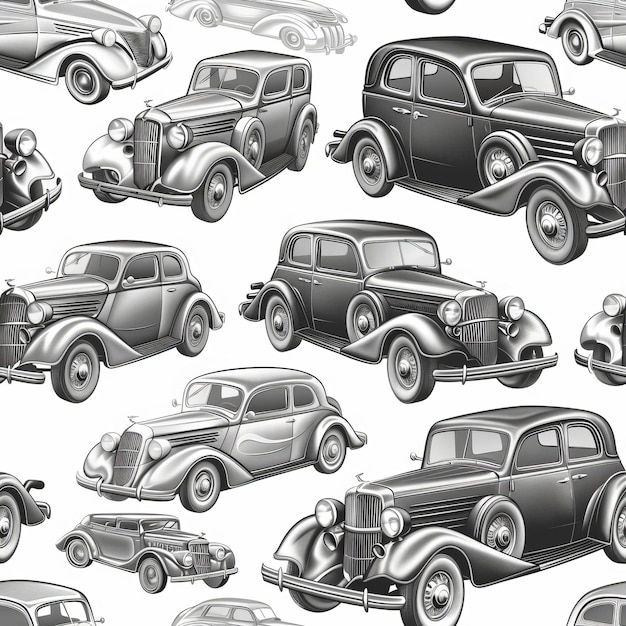 Foto estilo de dibujos animados con varios modelos de diseño en blanco y negro