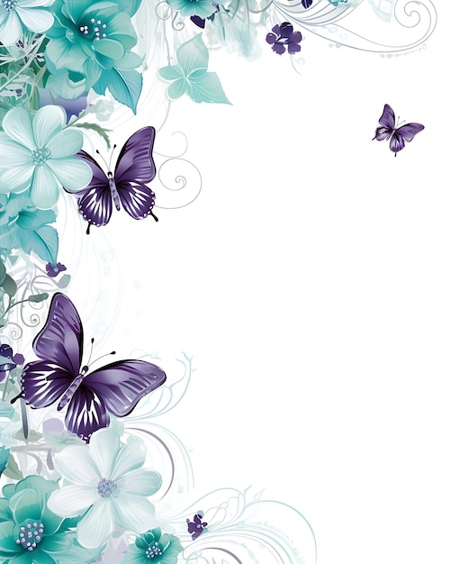 Estilo do modelo de flores e borboletas
