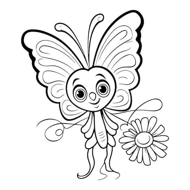 estilo doodle borboleta desenhado à mão página de coloração ilustração generativa ai