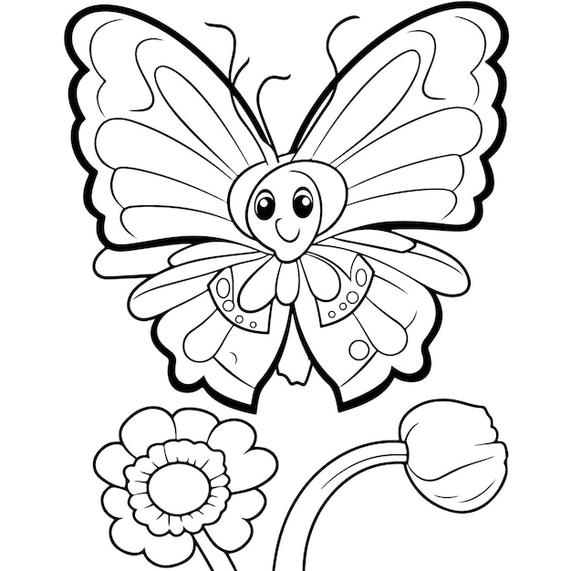 estilo doodle mariposa dibujado a mano página de colorear ilustración generativa ai