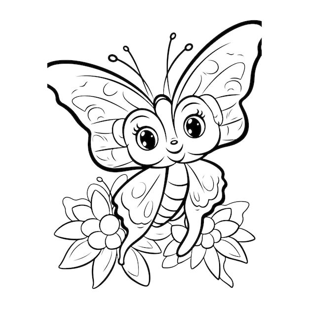 estilo doodle mariposa dibujado a mano página de colorear ilustración generativa ai