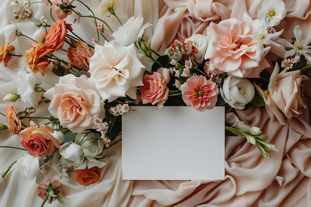 Foto estilo elegante plano feminino florístico saudação convite cartão postal cópia mockup de espaço