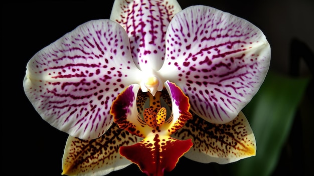 Estilo exótico de un primer plano de orquídea generado por IA