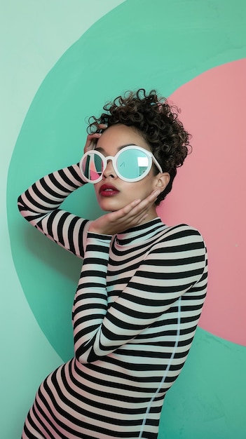 estilo femenino con fondo arquitectónico