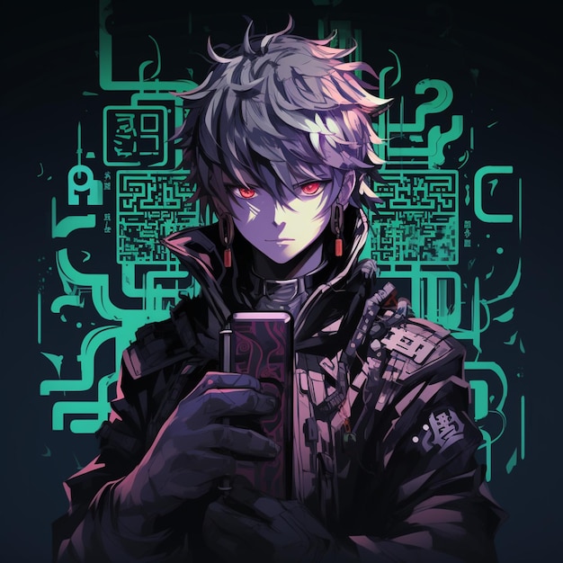 Un estilo de fondo de pantalla de teléfono anime que también muestra el código Qr generado por Ai