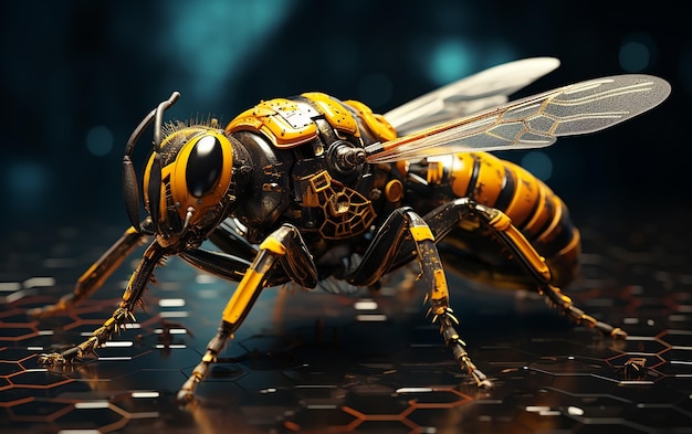 Estilo futurista de la abeja en el estudio