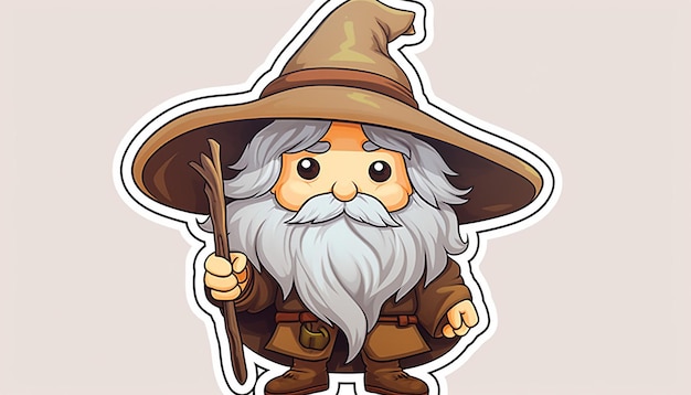 El estilo de Gandalf, el Señor de los Anillos, el doodle, el arte, la pegatina kawaii.