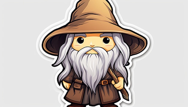 El estilo de Gandalf, el Señor de los Anillos, el doodle, el arte, la pegatina kawaii.