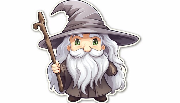 El estilo de Gandalf, el Señor de los Anillos, el doodle, el arte, la pegatina kawaii.