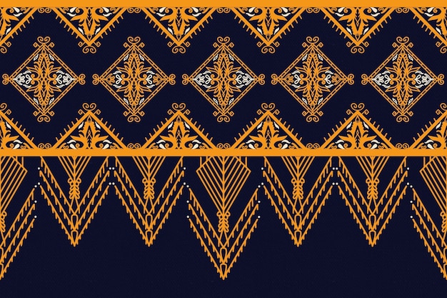 Estilo geométrico étnico vintage retro oriental con patrón sin costura Ikat tradicional abstracto
