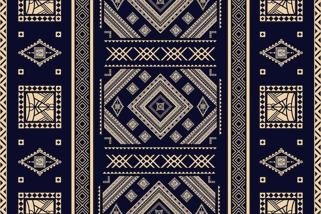 Estilo geométrico étnico vintage retro oriental con patrón sin costura Ikat tradicional abstracto