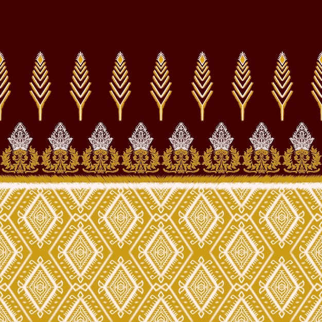 Estilo geométrico étnico vintage retro oriental con patrón sin costura Ikat tradicional abstracto