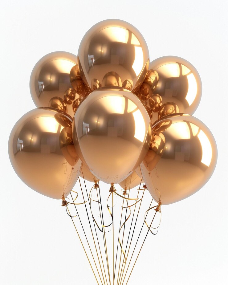 Estilo de globos de oro contra un fondo blanco