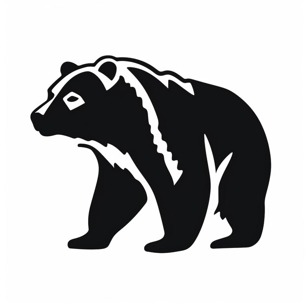 Estilo gráfico en negrita Icono de oso negro sobre fondo blanco