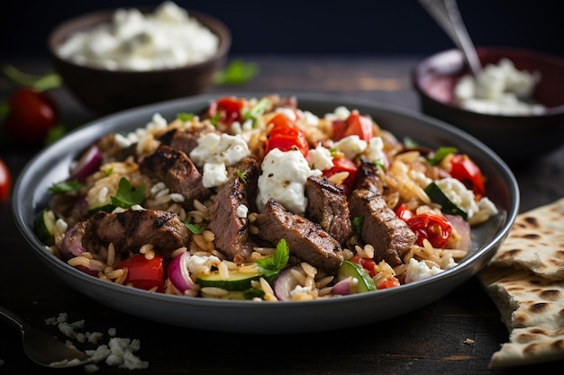 Estilo grego Lamb Gyro Biryani