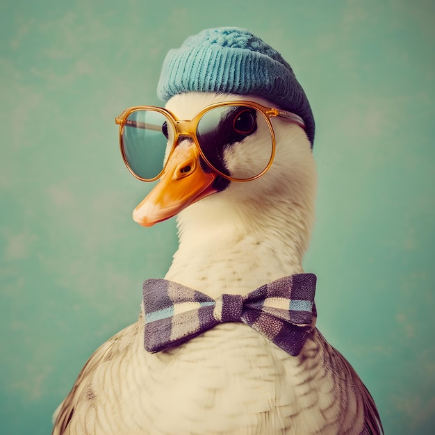Estilo hipster de retrato engraçado de ganso bonito