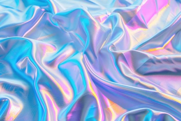 Estilo holográfico textura de fondo tela reflectante azul claro multicolor iridescente