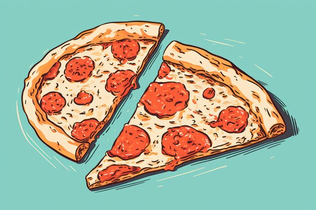 Estilo de ilustración dibujado a mano de una clásica pizza italiana