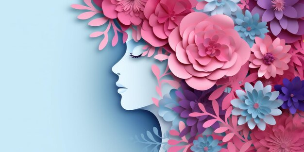 estilo de ilustración de flores de mujer del Día de la Mujer o diseño floral