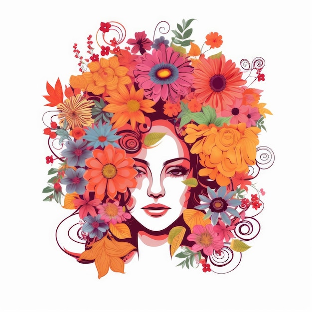 estilo de ilustración de flores de mujer del Día de la Mujer o diseño floral