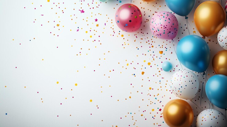 Estilo de ilustración de fondos de globos de cumpleaños 3D realistas