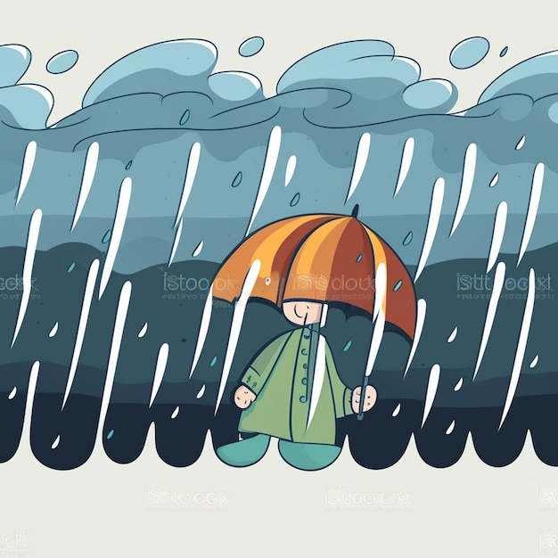 Estilo de ilustración vectorial de la lluvia de dibujos animados