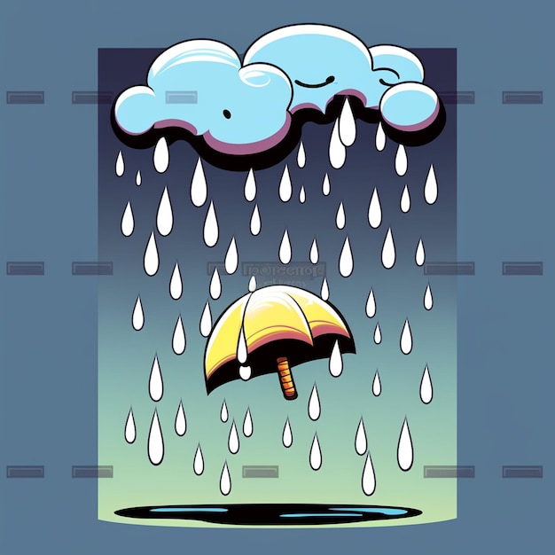 Foto estilo de ilustración vectorial de la lluvia de dibujos animados