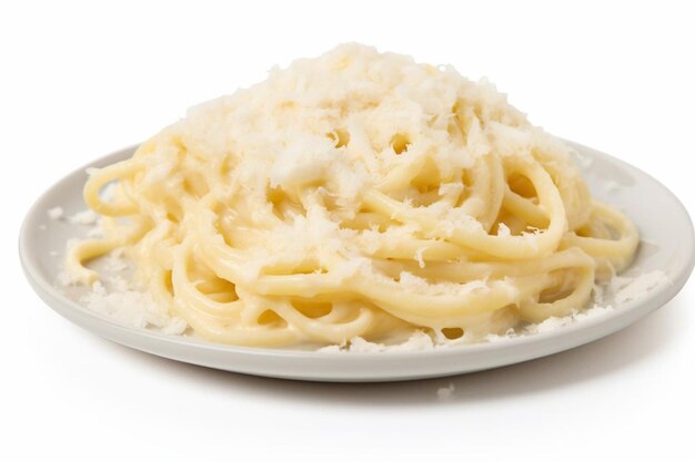 Foto estilo italiano cacio e pepe pasta maestría en fondo blanco imagen de cacio y pepe