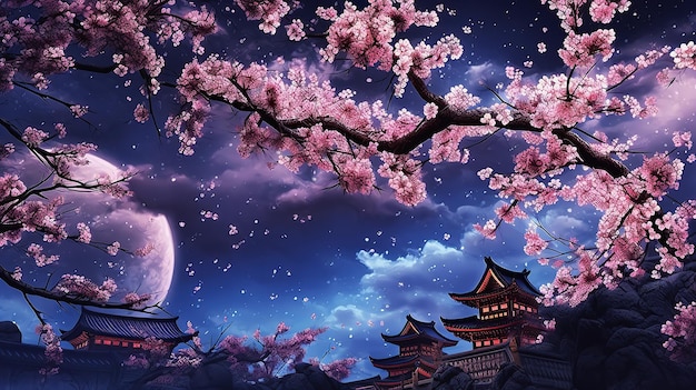 Estilo japonês com flor de sakura Generative AI