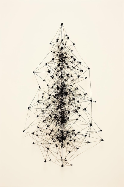 estilo de línea árbol de Navidad con alambre minimalista boceto a lápiz de mano