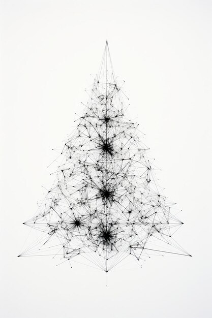 estilo de línea árbol de Navidad con alambre minimalista boceto a lápiz de mano