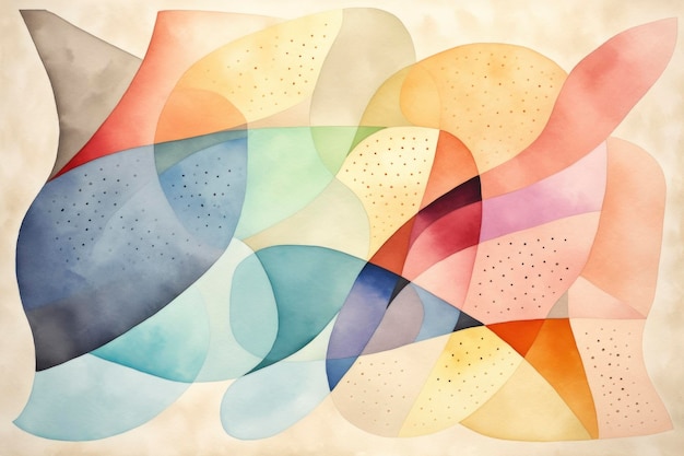 Estilo de líneas punteadas de acuarela abstracta con color iridiscente y fondo beige