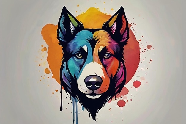 Foto estilo de logotipo de perro de acuarela de colores fuertes