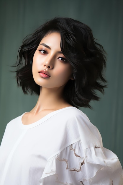 Estilo de maquillaje coreano elegante mujer asiática